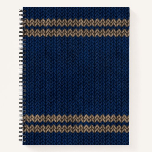 Blaues Strickmuster mit Streifenoptik Notizblock (Vorderseite)