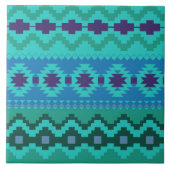 Blaues Südwestmuster - Western abstrakte Kunst Fliese (Vorderseite)