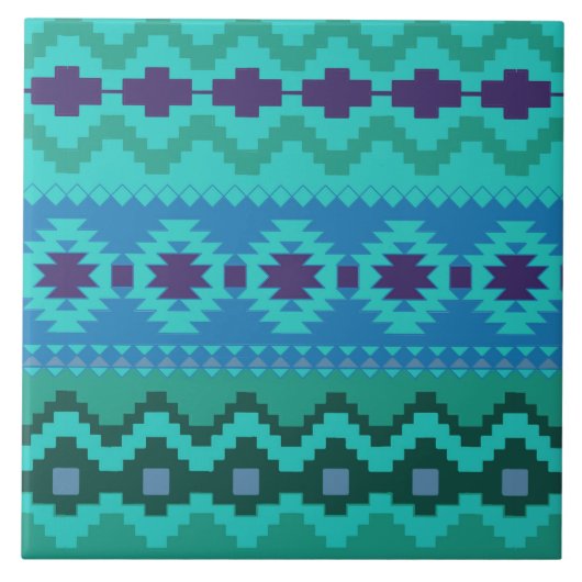 Blaues Südwestmuster - Western abstrakte Kunst Fliese (Vorderseite)