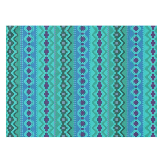 Blaues Südwestmuster - Western abstrakte Kunst Tischdecke (Vorderseite (Horizontal))