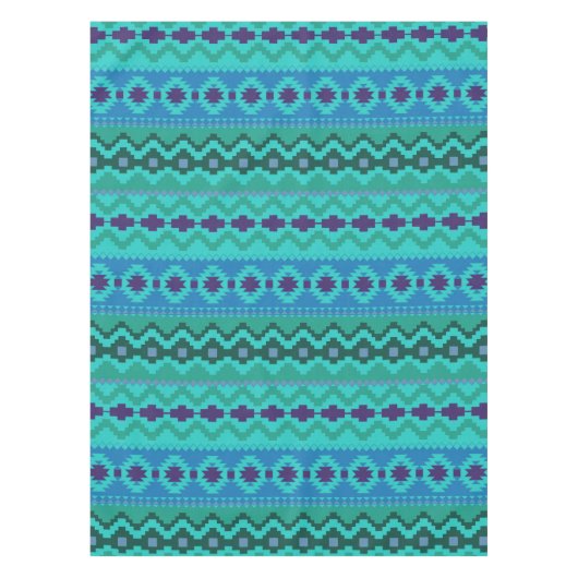Blaues Südwestmuster - Western abstrakte Kunst Tischdecke (Vorderseite)