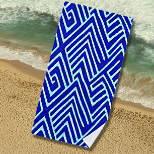 Blaues Surf-Thema Abstrakte Geometrie Strandtuch