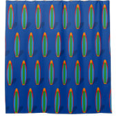 Blaues Surfbrett Design Duschvorhang (Vorderseite)