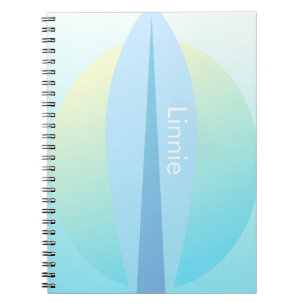 Blaues Surfing Ombre Sonnen Name Notizbuch Notizblock
