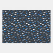 blaues süßes Katzenmuster Geschenkpapier Set (Vorderseite)