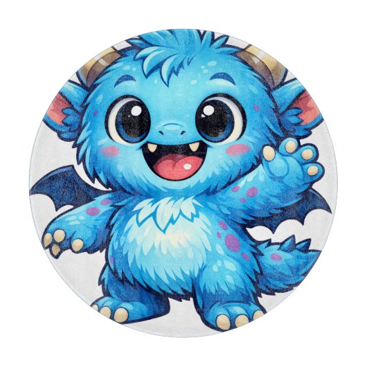 Blaues süßes Monster Schneidebrett (Vorderseite)