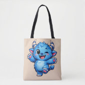 Blaues süßes Monster Tasche (Vorderseite)