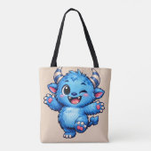 Blaues süßes Monster Tasche (Rückseite)