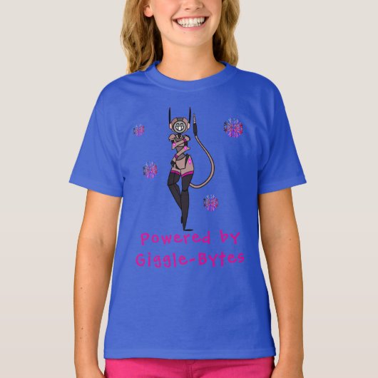 Blaues süßes Roboter-Kichern-Spaß-T-Shirt T-Shirt (Vorderseite)