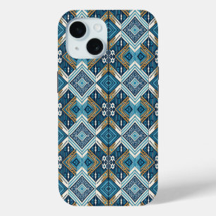 Blaues symmetrisches Boho Muster 18583 b xl Case-Mate iPhone Hülle