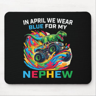 Blaues T-Rex-Monster-Truck-D-T-Shirt für Neffen zu Mousepad