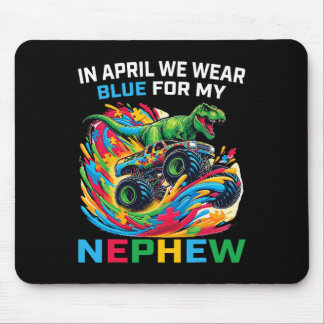 Blaues T-Rex-Monster-Truck-D-T-Shirt für Neffen zu Mousepad