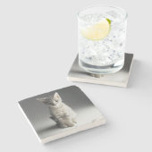 Blaues Tabby-Kätzchen Steinuntersetzer (Seitenansicht)