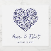 Blaues Talavera-Herz Schaumweinetikett (Einzelnes Label)