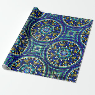 Blaues Talavera mandala Wrapping Paper Geschenkpapier