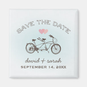 Blaues Tandem-Fahrrad Save-The-Date-Magnet Magnet