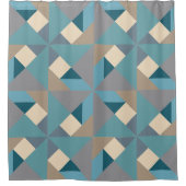 Blaues Tangram Muster Duschvorhang (Vorderseite)