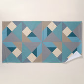 Blaues Tangram Muster Strandtuch (Vorderseite)