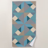 Blaues Tangram Muster Strandtuch (Vorderseite)
