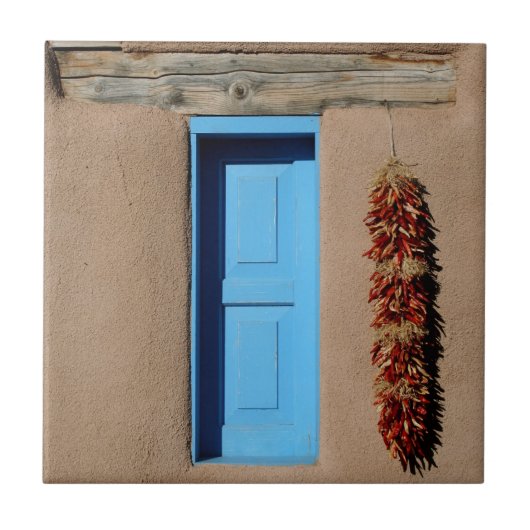 Blaues Taos-Fenster Fliese (Vorderseite)