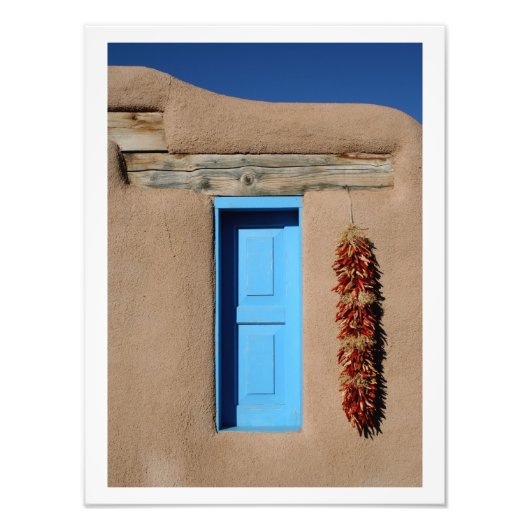 Blaues Taos-Fenster Fotodruck (Vorne)