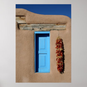 Blaues Taos-Fenster Poster