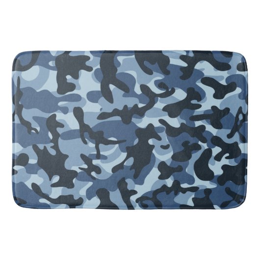 Blaues Tarnmuster Badematte (Vorderseite)