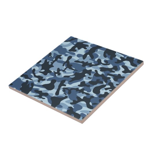 Blaues Tarnmuster Fliese (Seite)