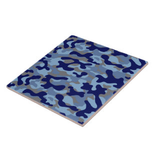 Blaues Tarnmuster  Fliese