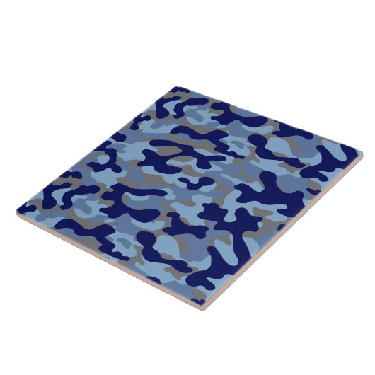 Blaues Tarnmuster Fliese (Seite)