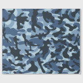 Blaues Tarnmuster Geschenkpapier (Flach)