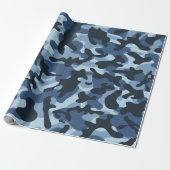 Blaues Tarnmuster Geschenkpapier (Ungerollt)