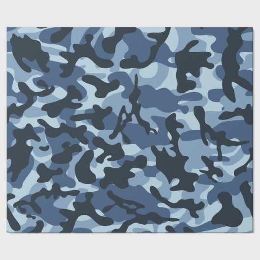 Blaues Tarnmuster Geschenkpapier (Saum)
