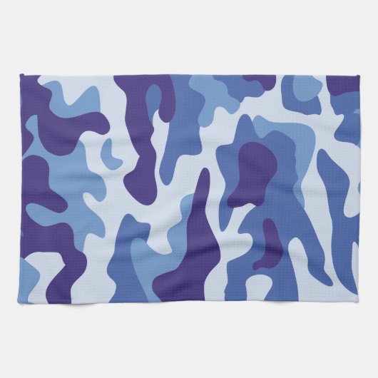Blaues Tarnmuster Geschirrtuch (Horizontal)