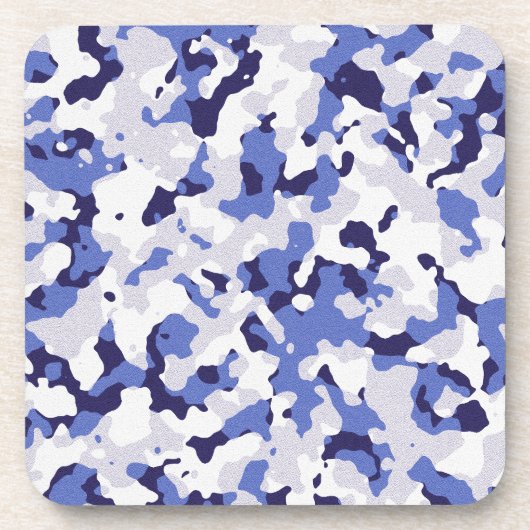 Blaues Tarnmuster Getränkeuntersetzer (Vorderseite)