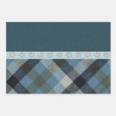 Blaues Tartan Wrapping Paper Flat Sheet Set 3 Geschenkpapier Set (Vorderseite 3)