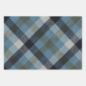 Blaues Tartan Wrapping Paper Flat Sheet Set 3 Geschenkpapier Set (Vorderseite 2)