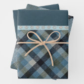 Blaues Tartan Wrapping Paper Flat Sheet Set 3 Geschenkpapier Set (Beispiel)