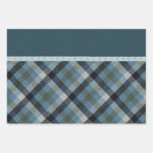 Blaues Tartan Wrapping Paper Flat Sheet Set 3 Geschenkpapier Set (Vorderseite)