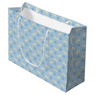 Blaues Tatzen-Druck-Knochen-Muster Große Geschenktüte