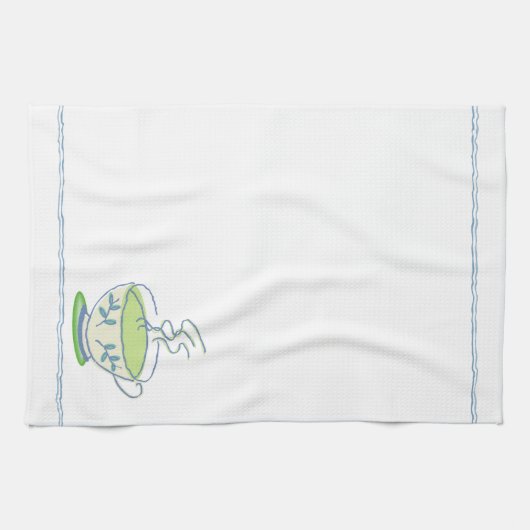 Blaues Teacup-Tee-Tuch Geschirrtuch (Horizontal)