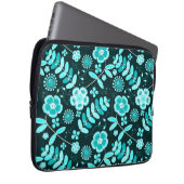 blaues Teal-Blumenmuster stilvoll chic Laptopschutzhülle (Vorne Rechts)