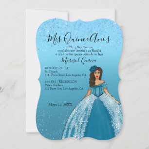 Blaues Teal-Vintage-Quinceanera-Kleid  Einladung