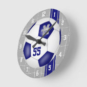 Blaues Team Farben Varianzstreifen Fußball Runde Wanduhr (Winkel)