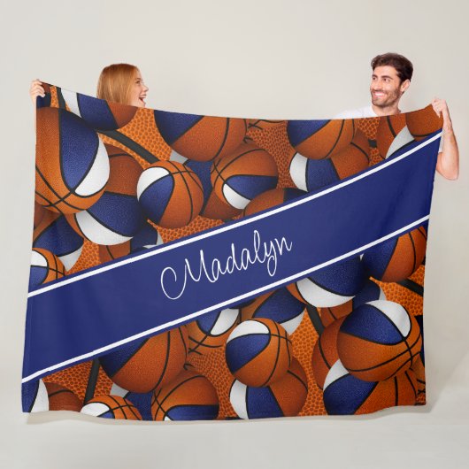 Blaues Team färbt Basketballkörbe für Mädchen Fleecedecke (Beispiel)