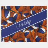 Blaues Team färbt Basketballkörbe für Mädchen Fleecedecke (Vorderseite (Horizontal))