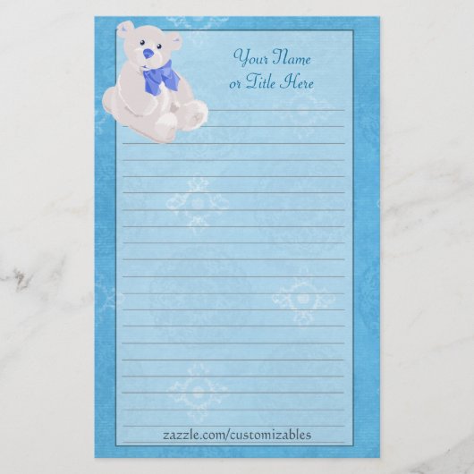 Blaues Teddybär-Briefpapier Briefpapier (Vorderseite)