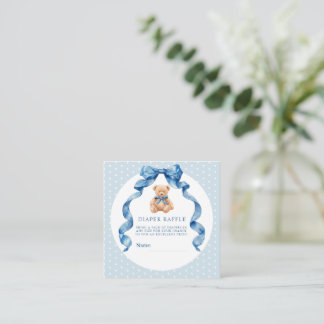 Blaues Teddybär-Windel-Raffle-Ticket Begleitkarte