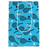 Blaues Tennis-Party, Tennismuster Mittlere Geschenktüte (Rückseite)