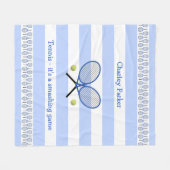 Blaues Tennisangebot personalisiert gestreift Fleecedecke (Vorderseite (Horizontal))
